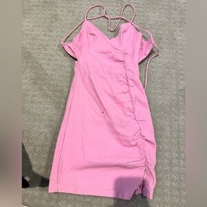 Fitted mini dress with tie straps in back